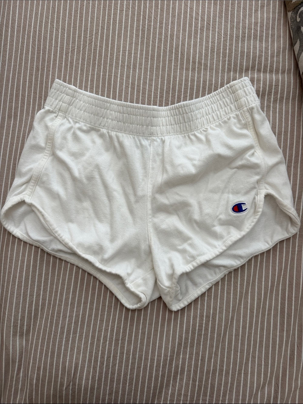 Champion White Women's Athletic Shorts with Embroidered Logo